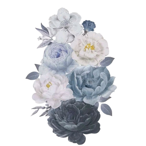 Pretty Peony Wall Vinyl - Blue
