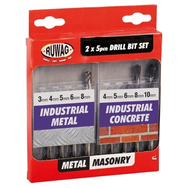 Ruwag - Drill Bits Set / Metal and Masonry Drill Bit Set - 10 Piece