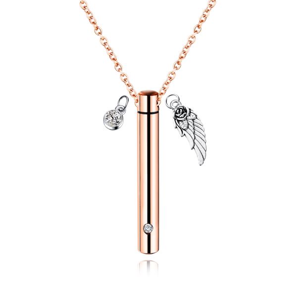 Urn with a cubic zirconia - mens necklace - Rose Gold