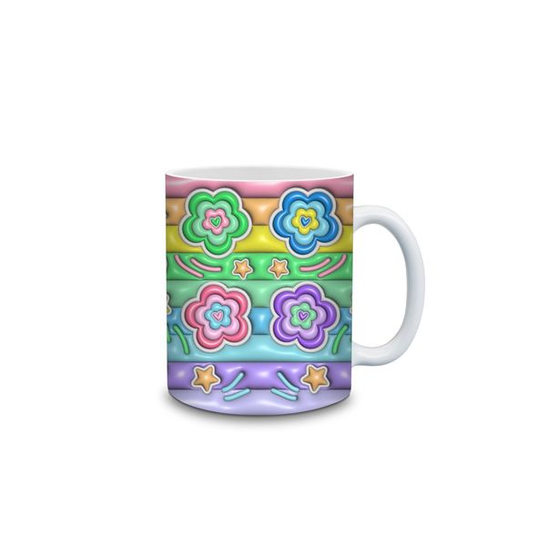 3D Colourful Rainbow Flower Print Mug