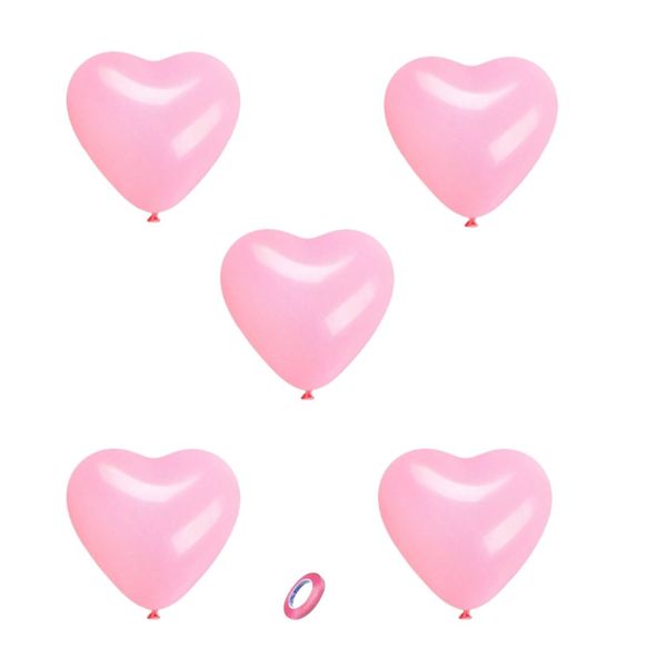 50 Piece - 10 Inch Pink Heart Shaped Latex Balloons