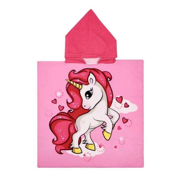 Kids Hooded Swim Towels Pink Unicorn