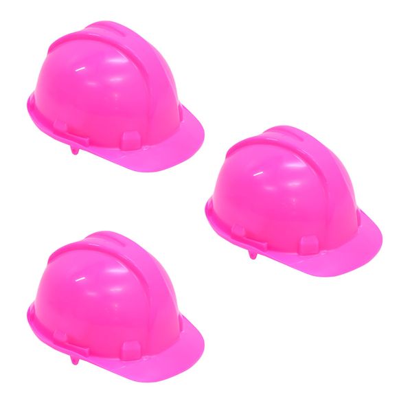 Hard Hat - Worker Safety Helmet - Pink - 3 Pack