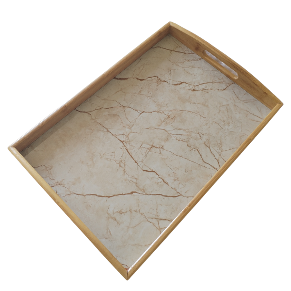 Bamboo Serving Tray With Marble Look
