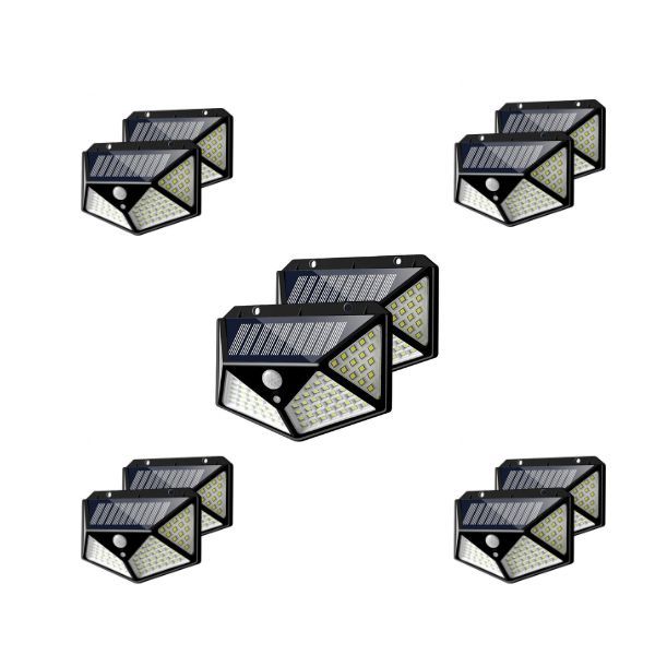 Solar Motion Sensor LED Wall Lights - 10 Pcs