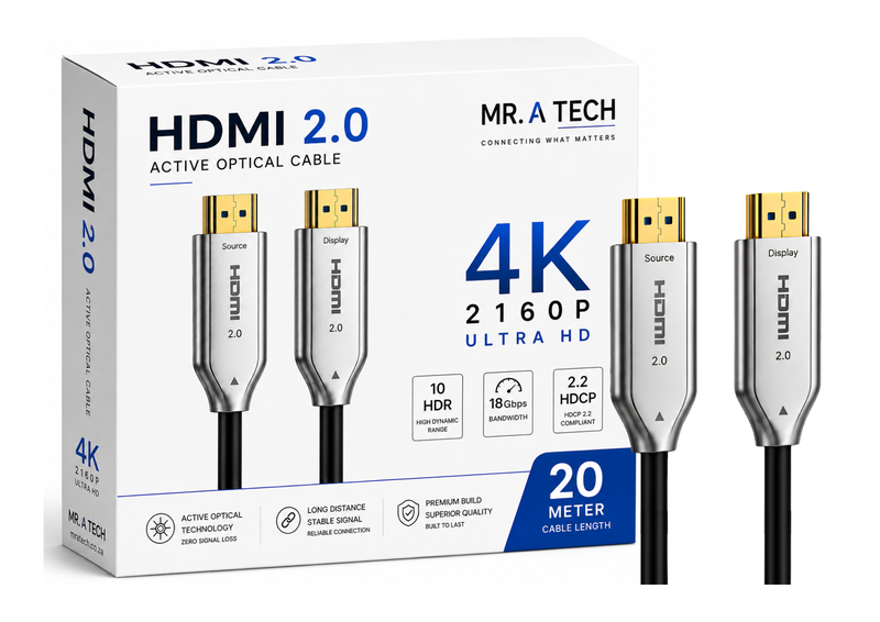 4K HDMI 2.0 Active Optical Fiber Cable - 20 Meter - 4K@60Hz - 18Gbps