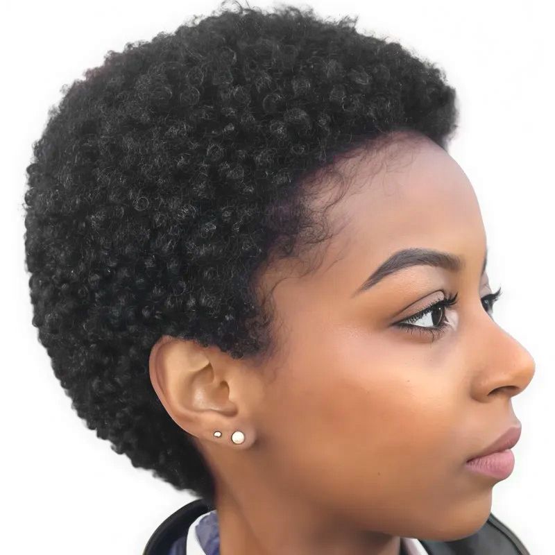 Geebuy Short Kinky Curly Wigs Human Hair Pixie Cut Glueless Wigs