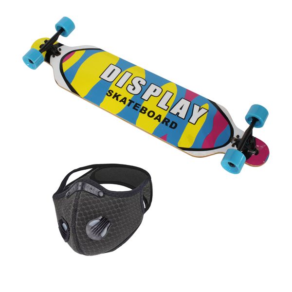 Skateboard 107x23.5cm Longboard &amp; Protective Sports Mask - Display