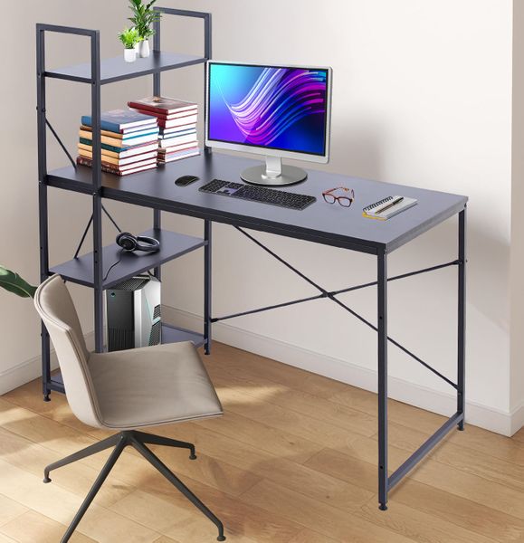 Computer Table Study Writing Desk Home Office Workstation with 4 Shelves