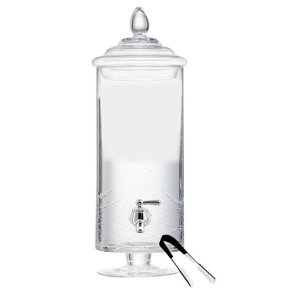 4Ltr - Large Glass Juice Dispenser Jar set with Ice Cube Tongs