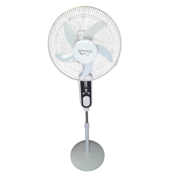 Wantech Rechargeable Pedestal Fan - LED Light - USB Charger - 16 Inch