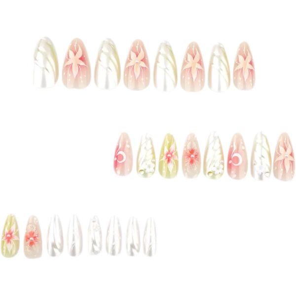 French Style 3D Pearl Flower Nail Art Gentle And Sweet False Nails