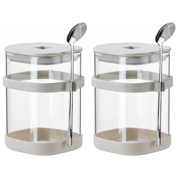Glass Overnight Oatmeal Cup 600ml - White - 2 Pack