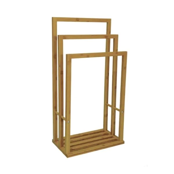 Aneko Towel Stand Three Rails Bamboo