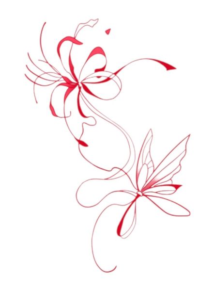 1 Piece - Abstract Floral Design Temporary Tattoo - Red
