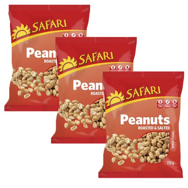 Safari Roasted &amp; Salted Peanuts - 3 x 750g