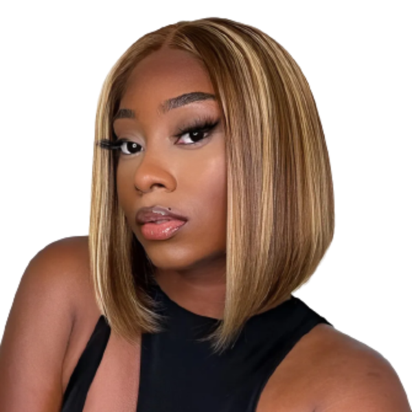 Highlight Brazilian Bob Cut Hair Wig, 4x1 Part Closure wig