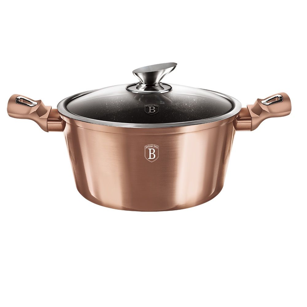 Berlinger haus 28cm marble coating casserole with lid rose gold