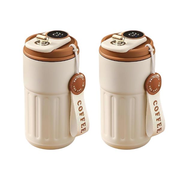 2-Pack Intelligent Thermos Coffee Cup Set - Brown
