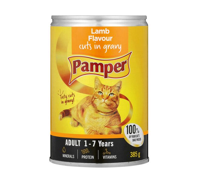 Pamper Moist Cat Food Lamb And Gravy Cuts (12 x 385g)