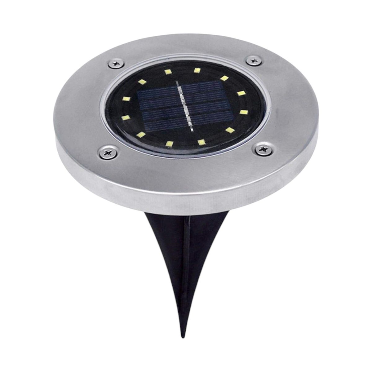 1 Piece - Solar-Powered Ground Light With Smart Sensor - Silver, White