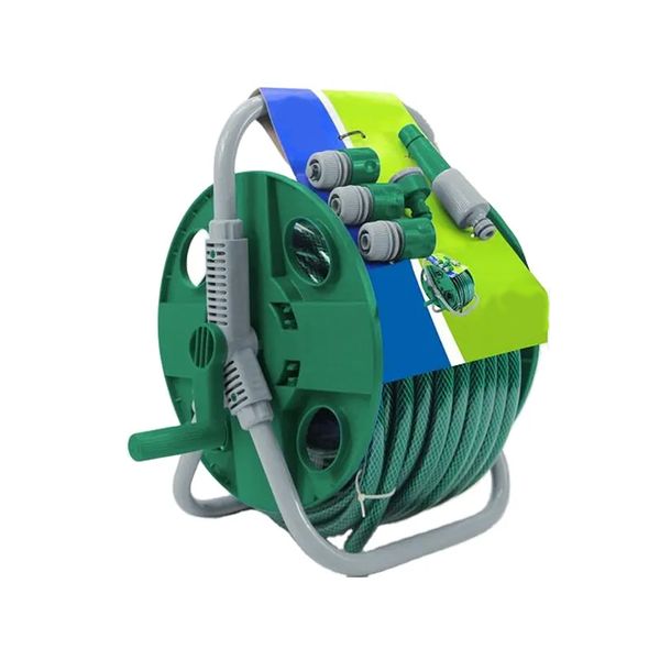 Portable Stainless Steel Metal Retractable PVC Garden Hose Reel Set - 20M