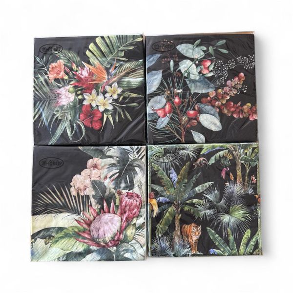 Tropical/Jungle theme serviettes - 4 packs of 20pcs each