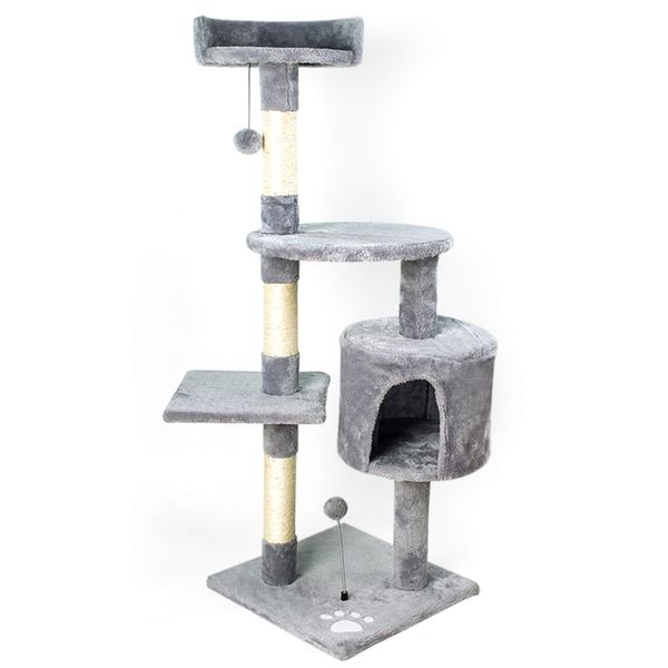 TALI Large Cat Tree House Tower Climbing &amp; Scratching Frame 120m - Light Grey