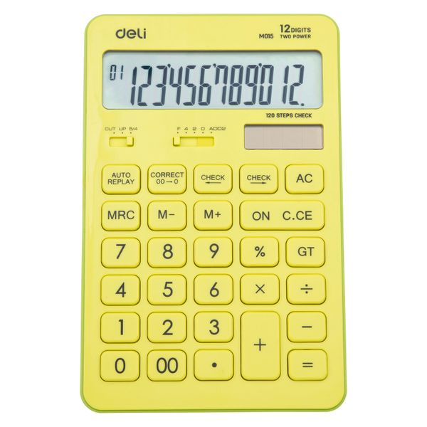 Deli 12 Digits Calculator 120 Steps Check Function175x108x15mm Green