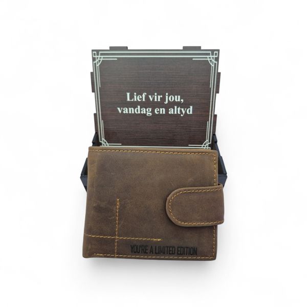 Men's Leather Wallet - Engraved (Lief Vir Jou Vandag En Altyd)