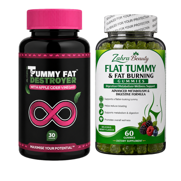 Tummy Fat Destroyer Capsules and Flat Tummy &amp; Fat Burning Gummies