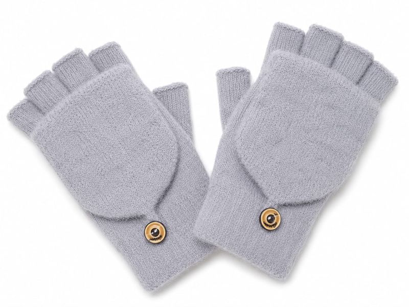 Half Finger Winter Flip Gloves - Knitted Convertible Warm Mittens for Women