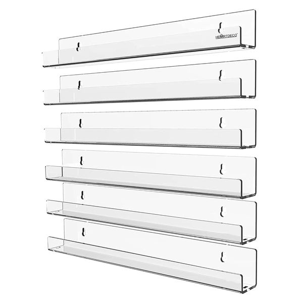 Heartdeco 6 Pack Wall Mounted Clear Acrylic Display Shelf