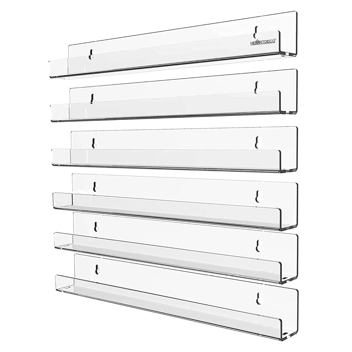 Heartdeco 6 Pack Wall Mounted Clear Acrylic Display Shelf