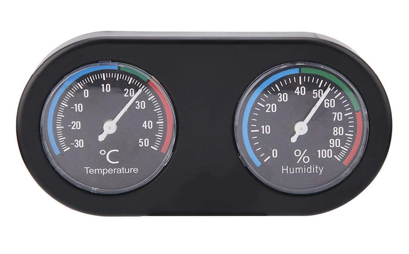 Pet Terrarium Reptile Mini Round Shape Dual Hygrothermograph - 16cm