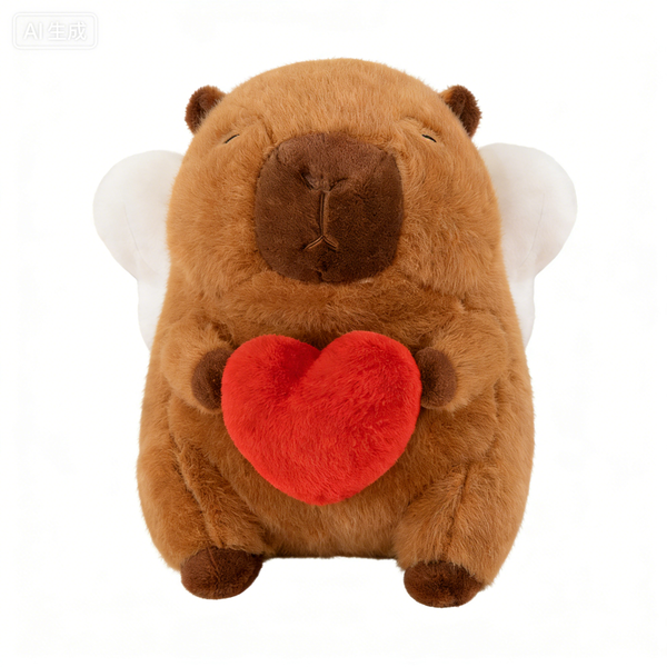 25cm Capybara Angel Heart-Holding Plush Toy