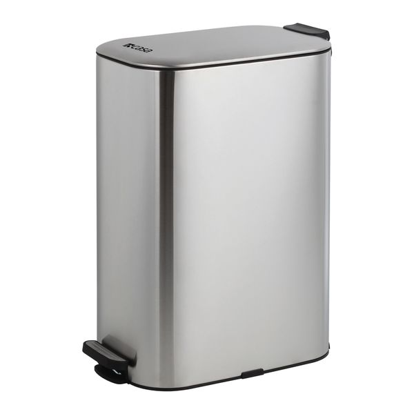 CASA 30L Steel Pedal Bin | Silver Slimline Rectangle | Portofino