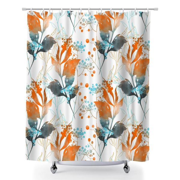 Bath Curtain for Bathroom, 180x180cm Quick Dry Leaf Print Bathroom Curtain