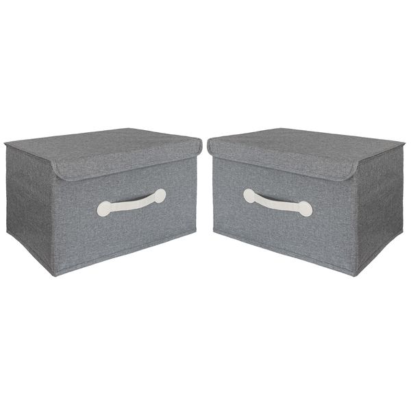 Creative Deco Set of 2 Polyester Storage Boxes with Lids - 25Lt Capacity