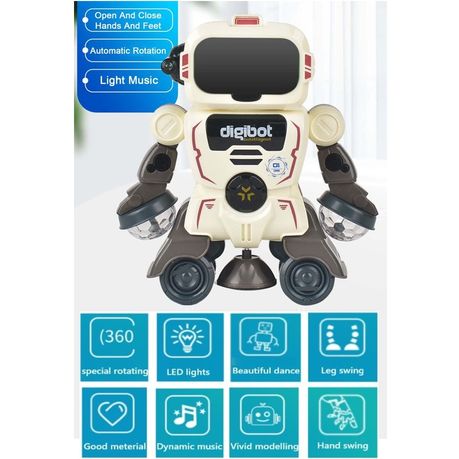KEENSO Jouet robot tambour bébé Jouet robot tambour pour bébé Rotation à  360 ° Musique Projection de jeux talkie-walkie Rouge