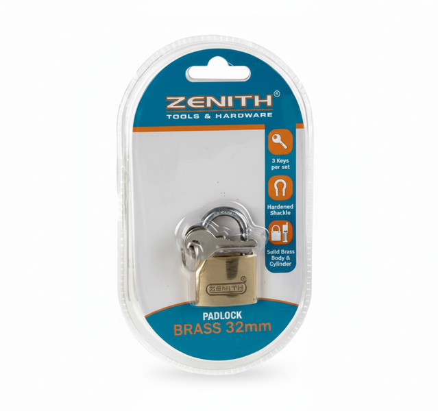 Zenith 32Mm Brass Padlock for Lockers, Gates and Storage Units