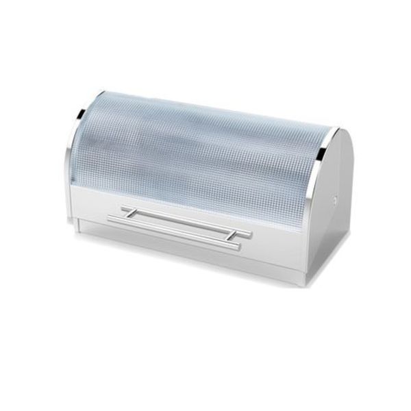 Royal Homeware Glass Top Stainless Steel Bread Bin