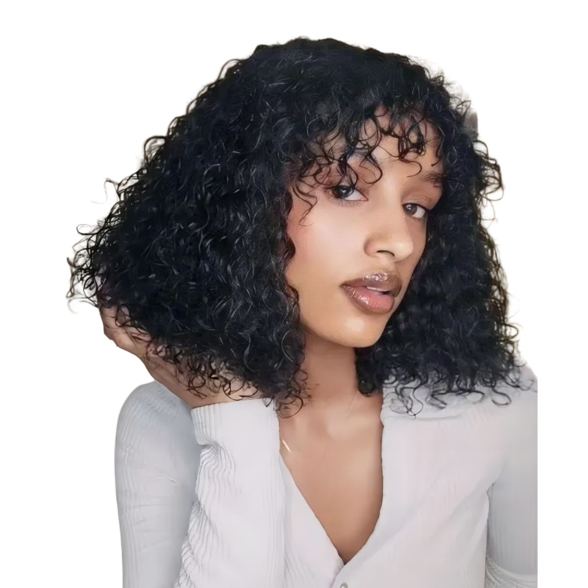 Luvée 12-inch Water Wave Fringe Wig Human Hair
