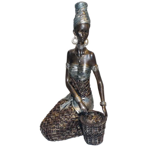 Bronze Girl-Weave Sitting Ornament - 26cm - YAN52U1