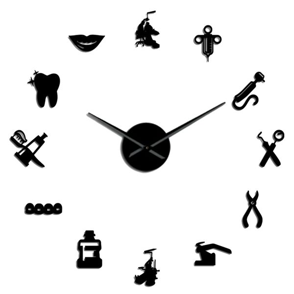 Dentist Tools Decorative DIY Large Wall Clock for Living Room - Silver