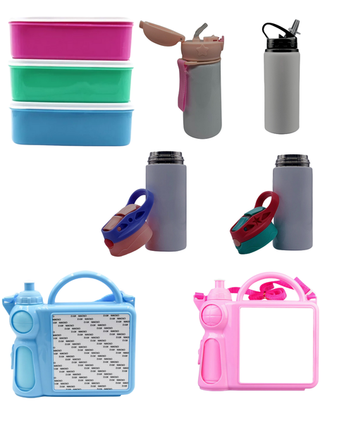 Sublimation Blanks Starter Kit-Sippy Cups and Lunch Boxes Combo-9 in 1