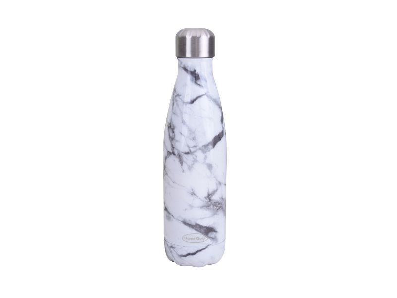 Homequip - Stainless Steel Water Bottle Double Walled - 500ml - White Marble