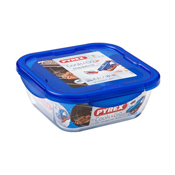 Pyrex - Cook &amp; Go Glass Medium Square Roaster With Lock-Lid