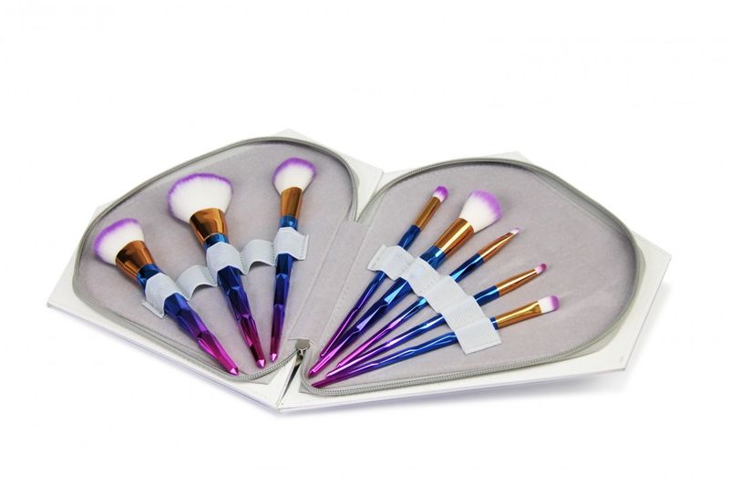 Makeup Brush Set - 8pc - Unicorn Blue/Purple