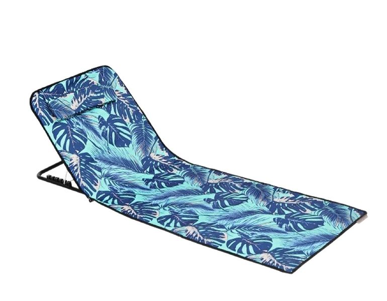 Iconix Portable Foldup Beach Lounger with Adjustable Backrest - Blue Tropic